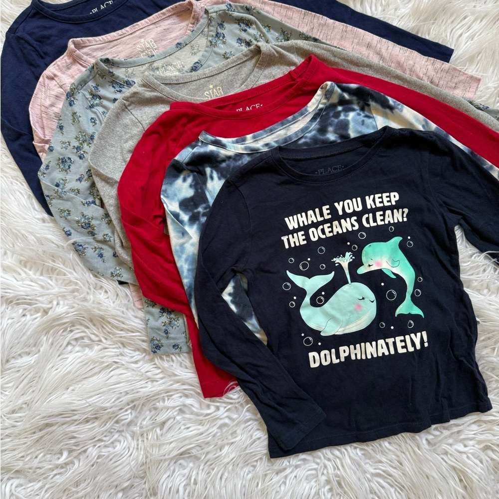 Graphic and Solid Long Sleeve Shirts Bundle